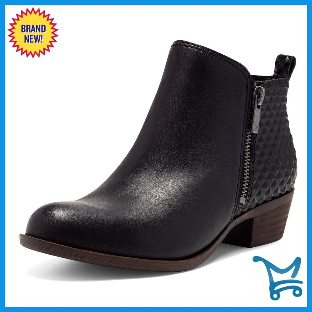 Women's Ankle Boots with Block Heel, Side Zippers, Cushioned Footbed